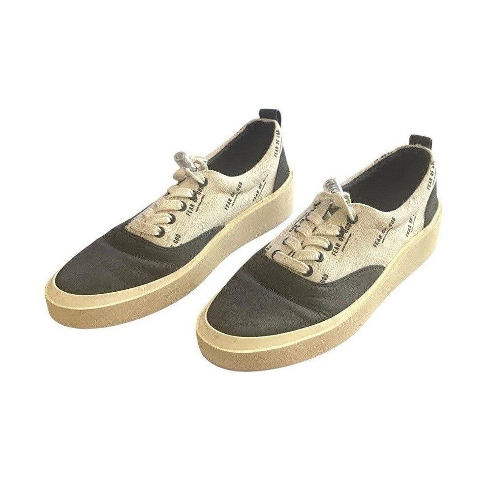 Fear of God 101 Lace Up Low Top Suede Sneakers Shoes Mens 43 US 10 Black & Cream